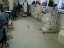 Stained floor before cleaning